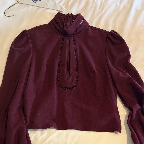 Zimmermann Tops - Zimmerman Women's Lace-Trim Blouse - Burgundy